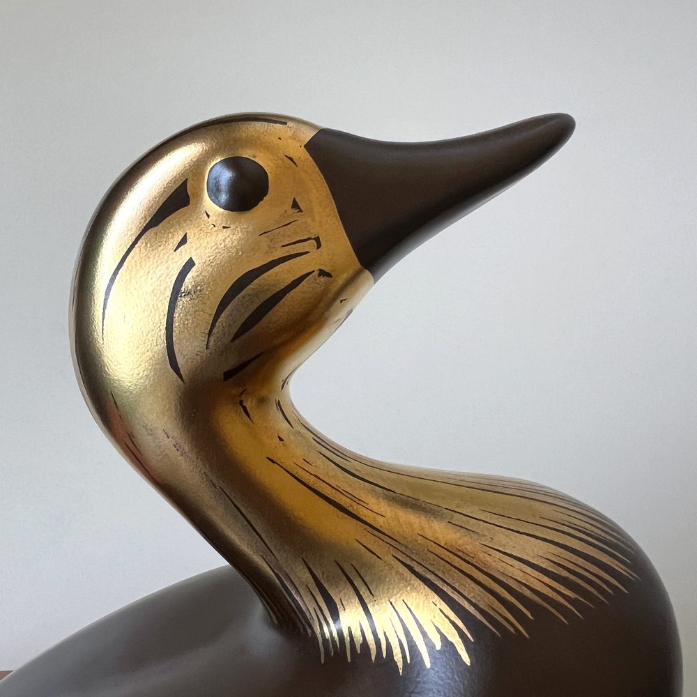 Vintage Brown Gold Ceramic Duck Figurine Mid Century Modern Bird Decor 12" - Picture 7 of 12